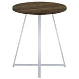 Bexter White/Chrome Faux Marble Round Top Bar Table from Coaster - Luna Furniture