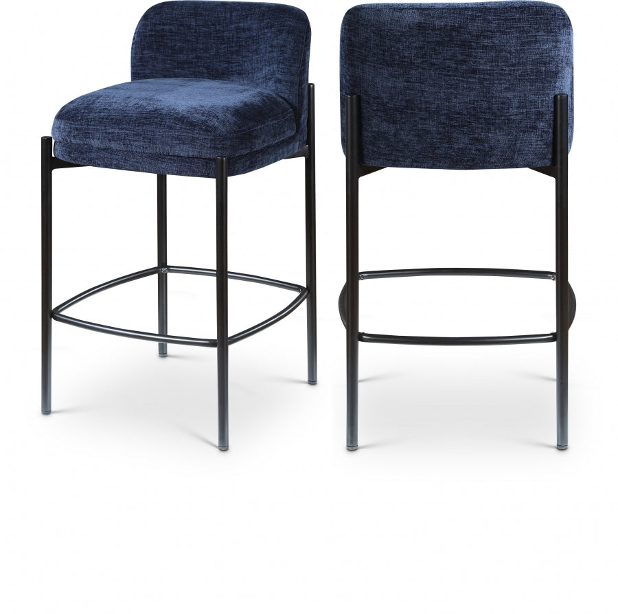 Burton Chenille Fabric Bar / Counter Stools Blue, Set of 2 from Meridian - Luna Furniture