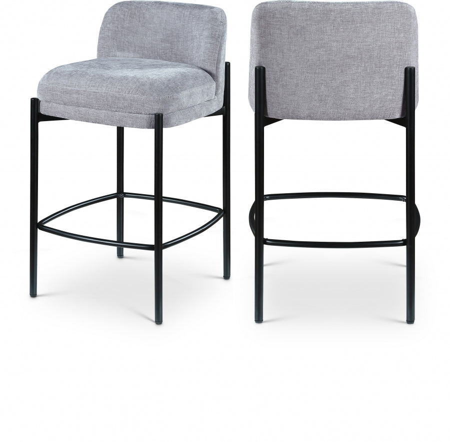 Burton Chenille Fabric Bar / Counter Stools Grey, Set of 2 from Meridian - Luna Furniture