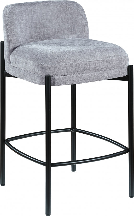 Burton Chenille Fabric Bar / Counter Stools Grey, Set of 2 from Meridian - Luna Furniture