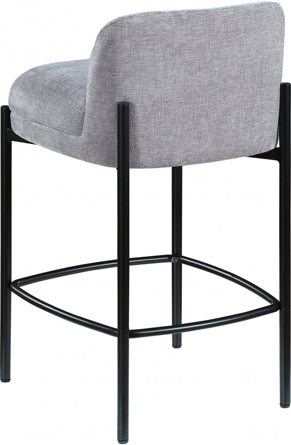 Burton Chenille Fabric Bar / Counter Stools Grey, Set of 2 from Meridian - Luna Furniture