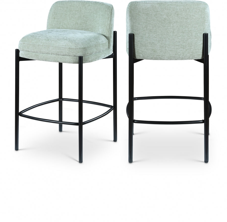 Burton Chenille Fabric Bar / Counter Stools Mint, Set of 2 from Meridian - Luna Furniture