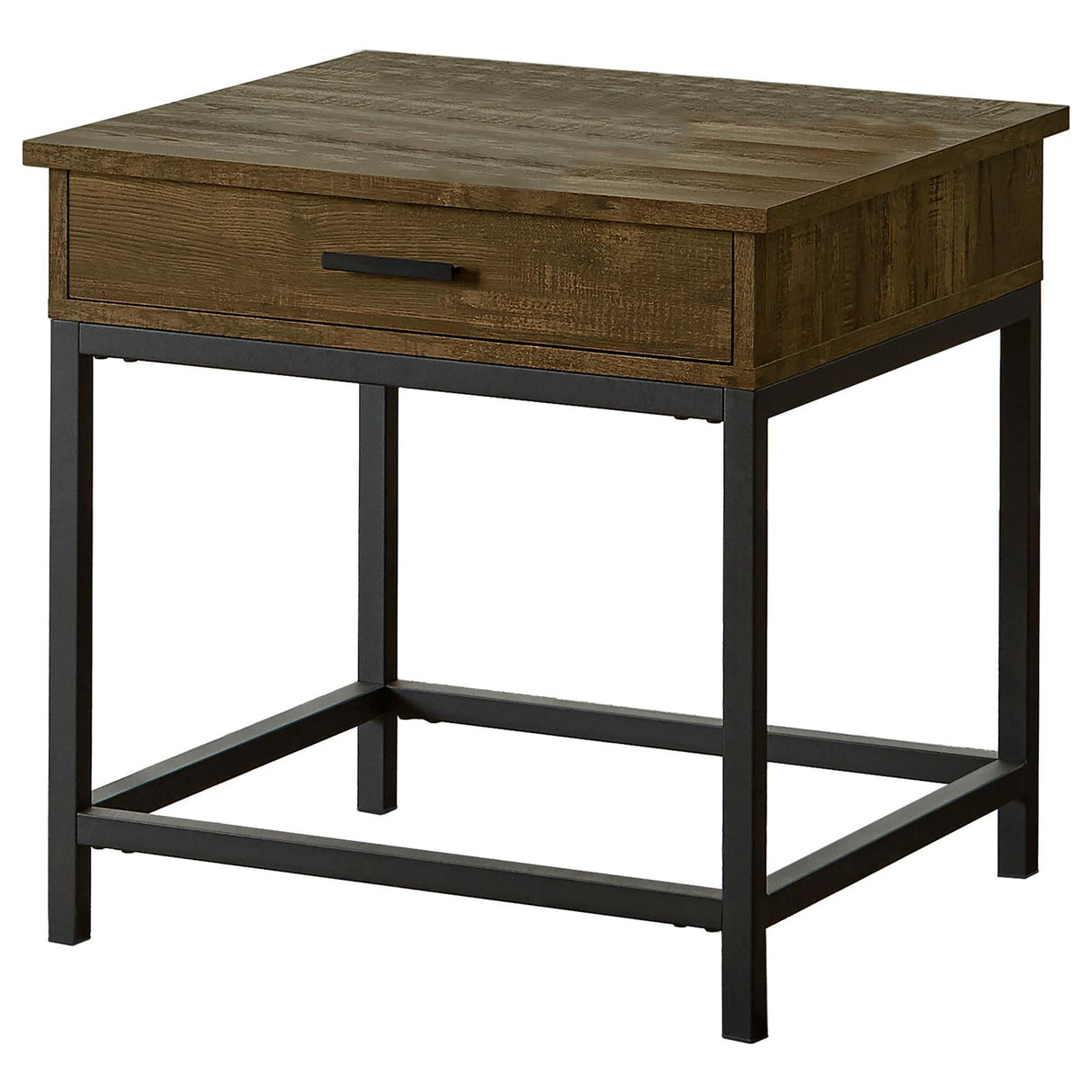 Byers Square 1-Drawer End Table Brown Oak/Sandy Black from Coaster - Luna Furniture