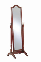 Cabot Merlot Rectangular Cheval Mirror with Arched Top from Coaster - Luna Furniture