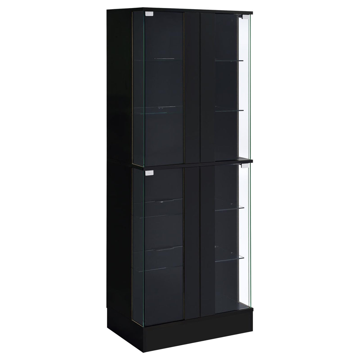 Cabra Display Case Curio Cabinet with Glass Shelves and LED Lighting Black High Gloss - 950398 - Luna Furniture