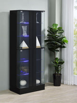 Cabra Display Case Curio Cabinet with Glass Shelves and LED Lighting Black High Gloss - 950398 - Luna Furniture