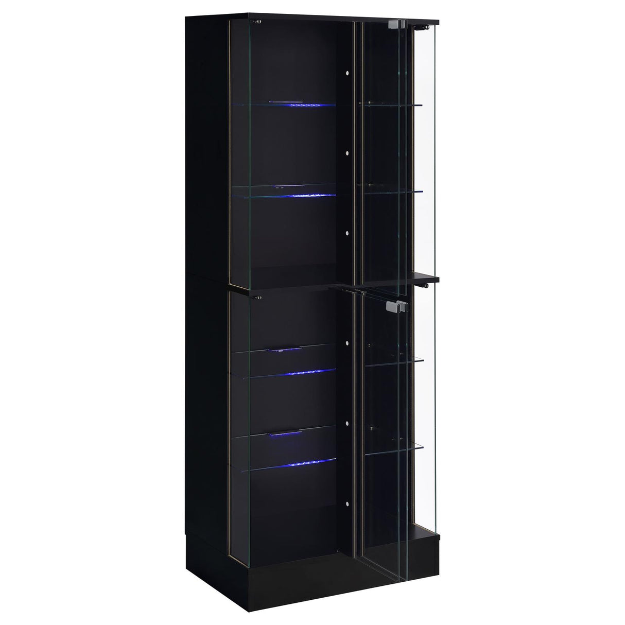 Cabra Display Case Curio Cabinet with Glass Shelves and LED Lighting Black High Gloss - 950398 - Luna Furniture