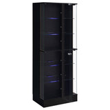 Cabra Display Case Curio Cabinet with Glass Shelves and LED Lighting Black High Gloss - 950398 - Luna Furniture