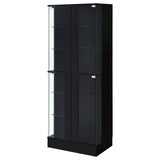 Cabra Display Case Curio Cabinet with Glass Shelves and LED Lighting Black High Gloss - 950398 - Luna Furniture