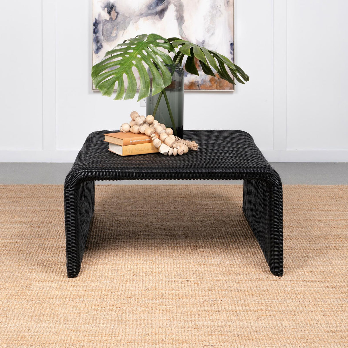 Cahya Woven Rattan Sqaure Coffee Table Black from Coaster - Luna Furniture