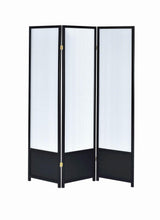 Calix 3-Panel Folding Floor Screen Translucent/Black from Coaster - Luna Furniture