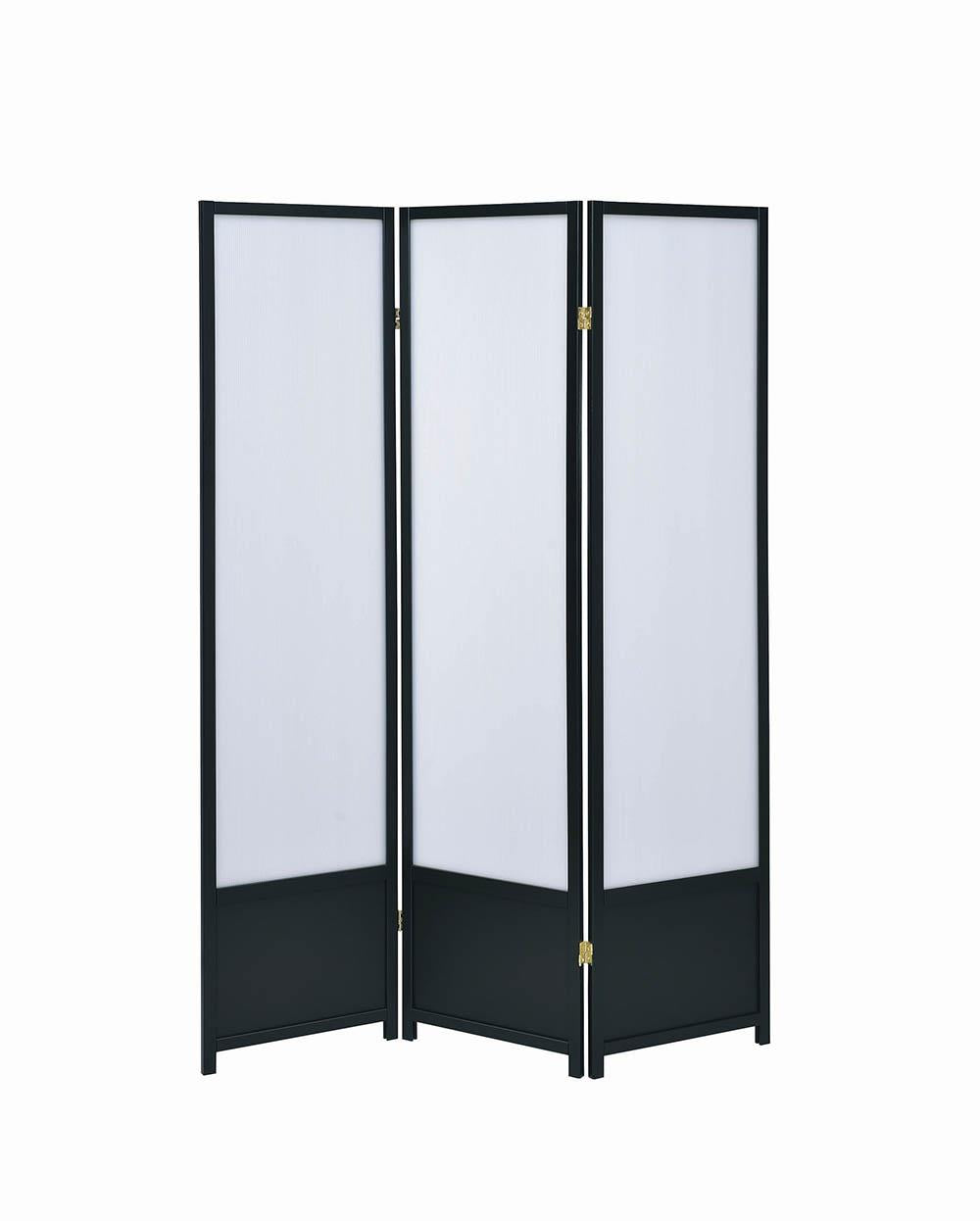 Calix 3-Panel Folding Floor Screen Translucent/Black from Coaster - Luna Furniture