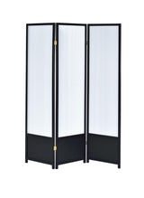 Calix 3-Panel Folding Floor Screen Translucent/Black from Coaster - Luna Furniture