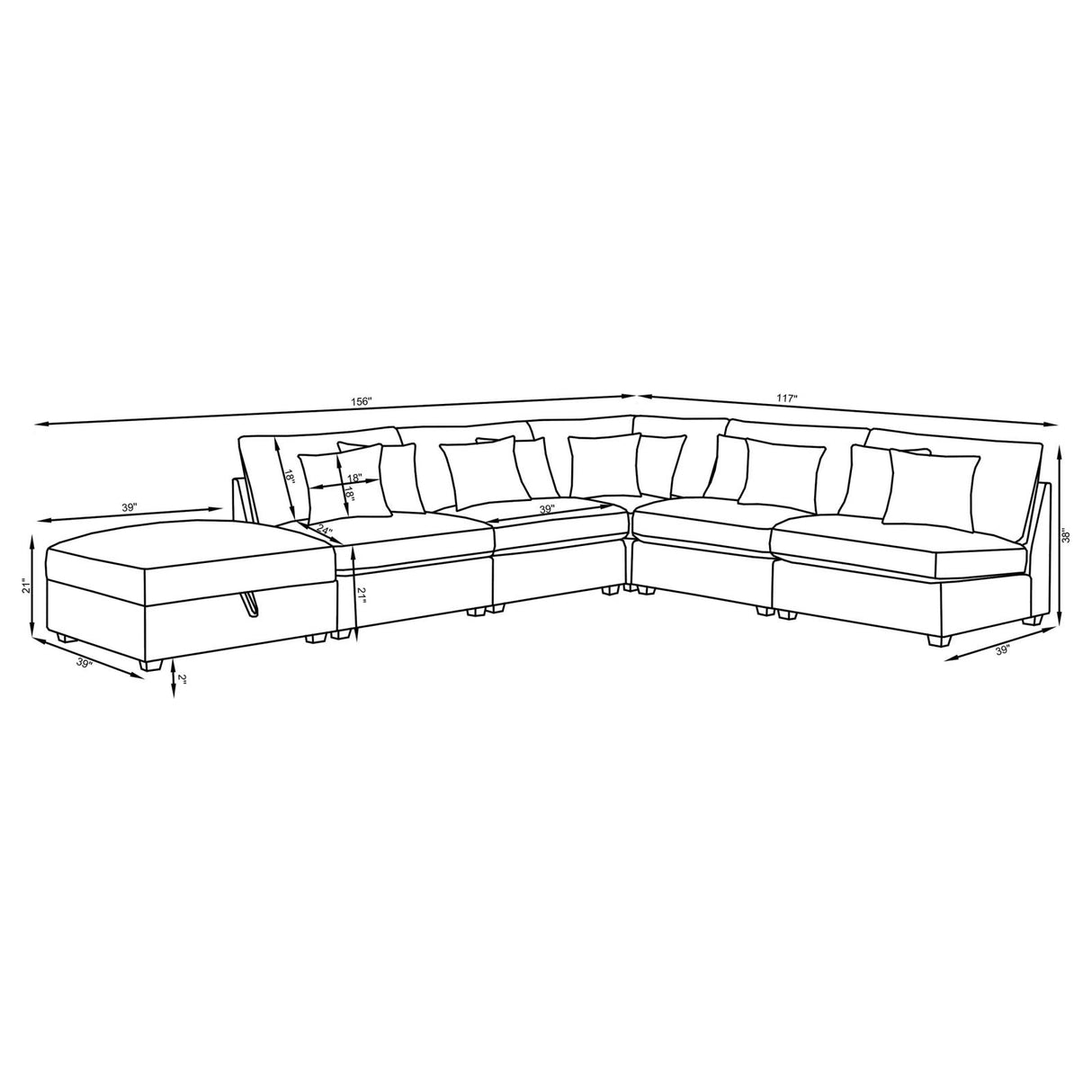 Cambria 4-piece Upholstered Modular Sectional Grey from Coaster - Luna Furniture