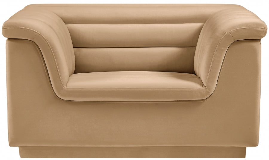 Camel Cascade Velvet Fabric Chair from Meridian - Luna Furniture