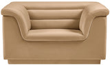 Camel Cascade Velvet Fabric Chair from Meridian - Luna Furniture