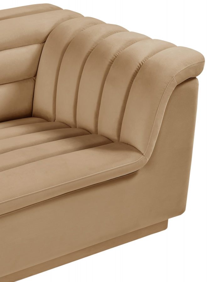 Camel Cascade Velvet Fabric Chair from Meridian - Luna Furniture