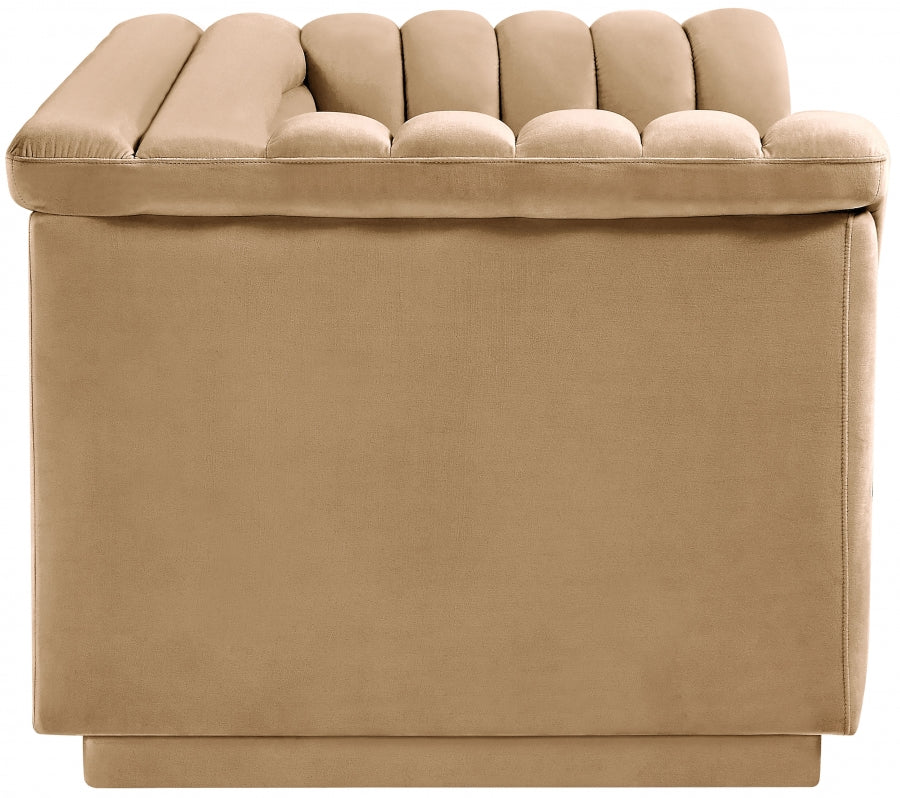 Camel Cascade Velvet Fabric Loveseat from Meridian - Luna Furniture