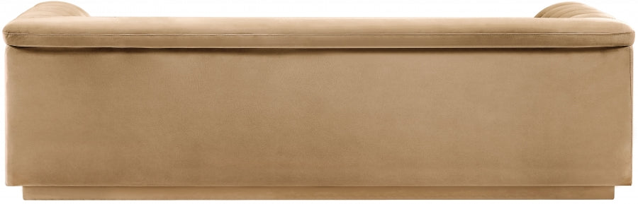 Camel Cascade Velvet Fabric Sofa from Meridian - Luna Furniture