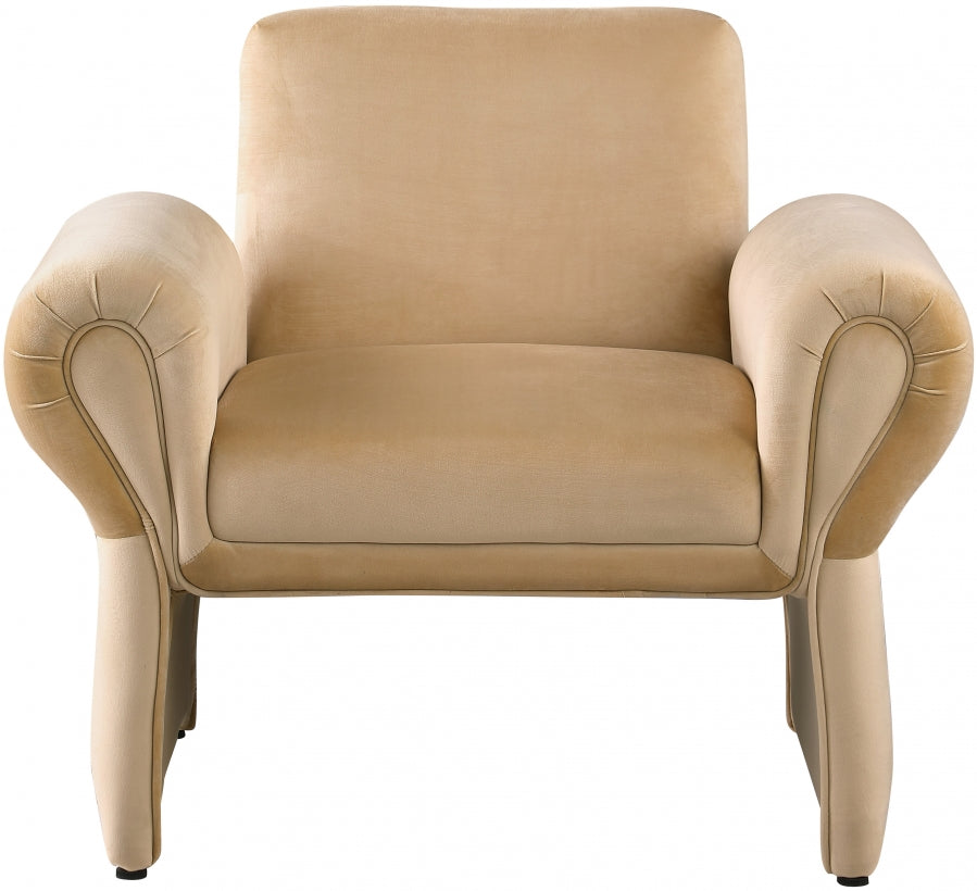 Camel Fleurette Velvet Accent Chair from Meridian - Luna Furniture