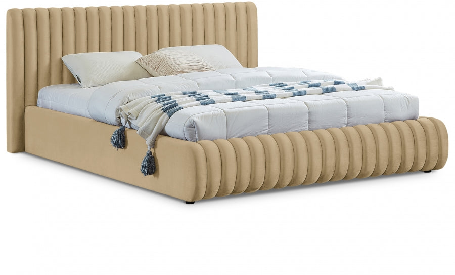 Camel Nico Velvet King Bed from Meridian - Luna Furniture