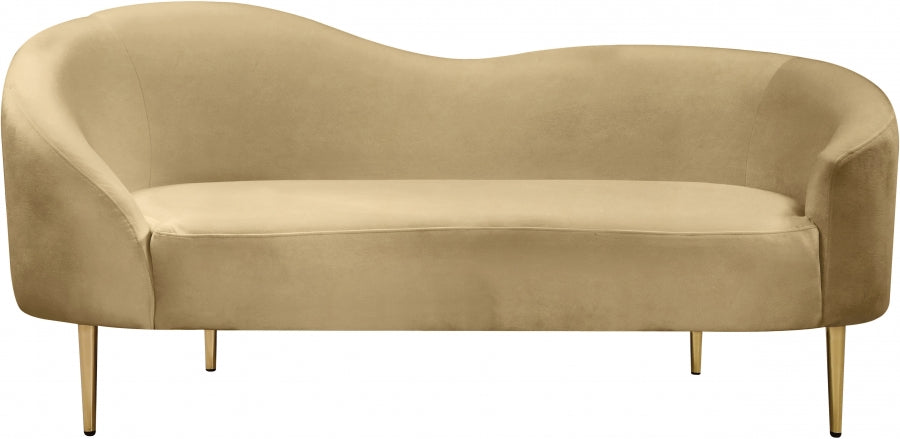 Ritz Camel Velvet Loveseat from Meridian - Luna Furniture