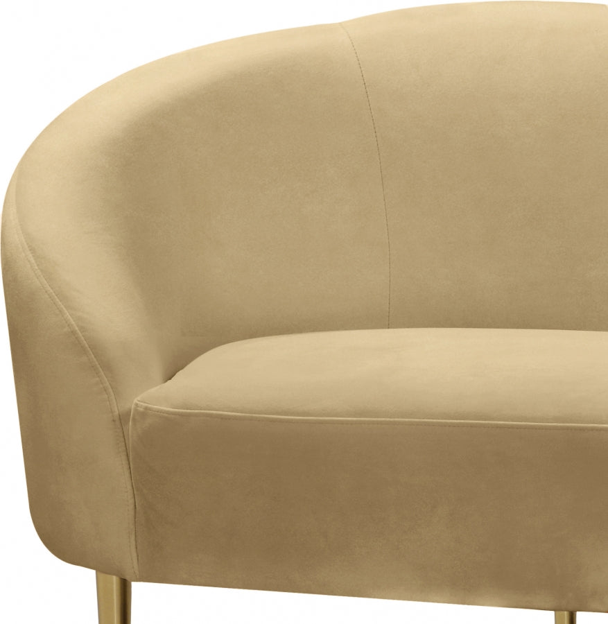 Ritz Camel Velvet Loveseat from Meridian - Luna Furniture