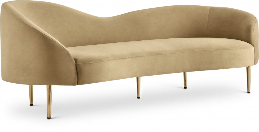 Ritz Camel Velvet Sofa from Meridian - Luna Furniture