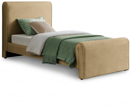 Camel Sloan Velvet Twin Bed from Meridian - Luna Furniture