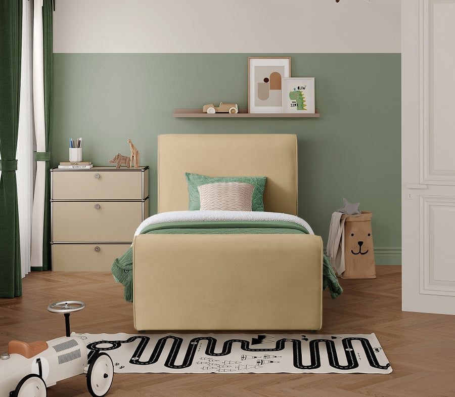 Camel Sloan Velvet Twin Bed from Meridian - Luna Furniture