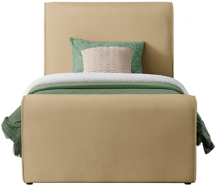 Camel Sloan Velvet Twin Twin Bed from Meridian - Luna Furniture