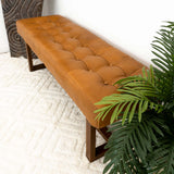 Cameron Tan Leather Bench - AFC00126 - Luna Furniture