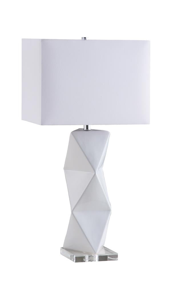 Camie Geometric Ceramic Base Table Lamp White from Coaster - Luna Furniture