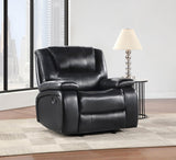 Camila Upholstered Glider Recliner Chair Black - 610246 - Luna Furniture