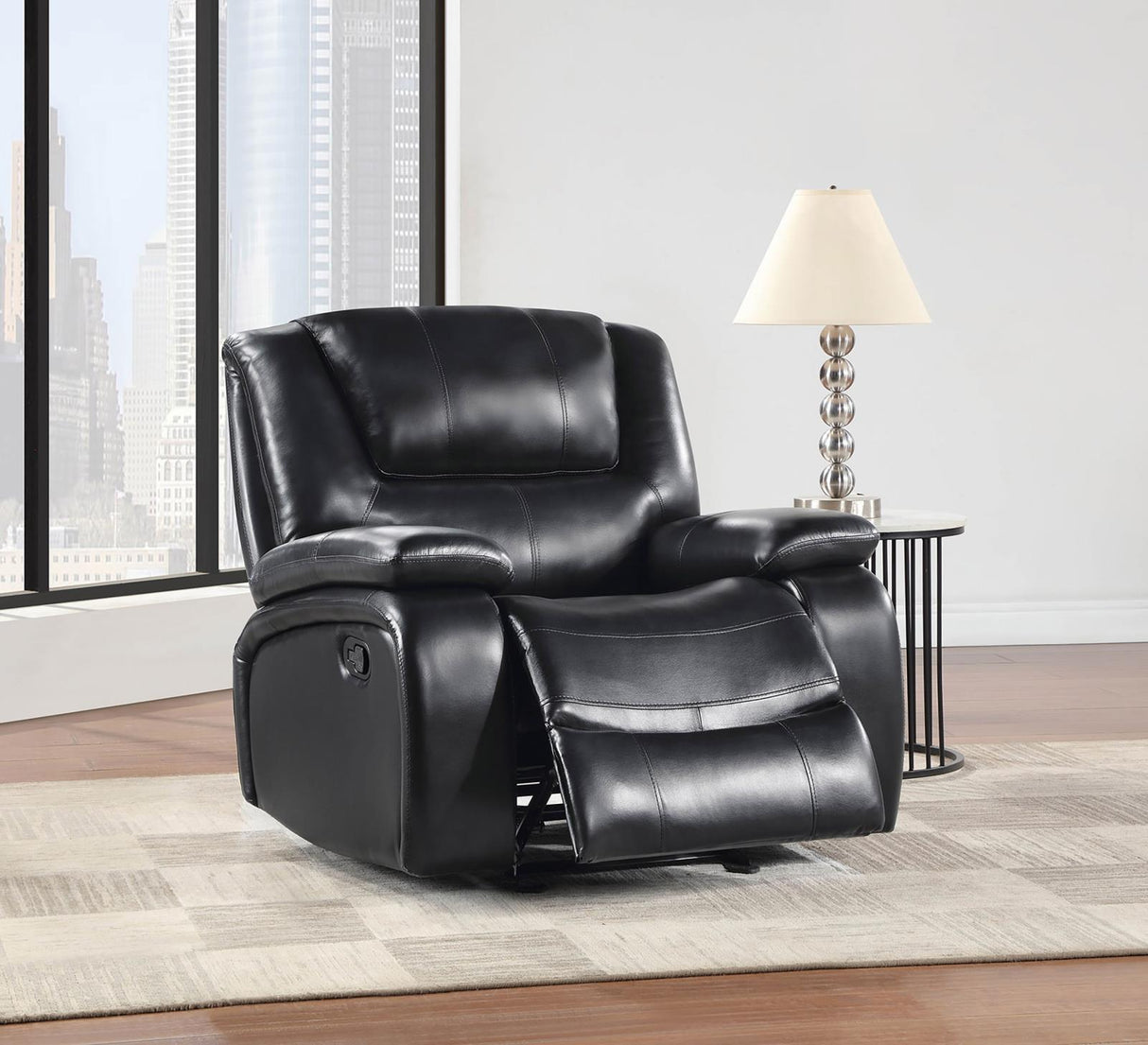 Camila Upholstered Glider Recliner Chair Black - 610246 - Luna Furniture