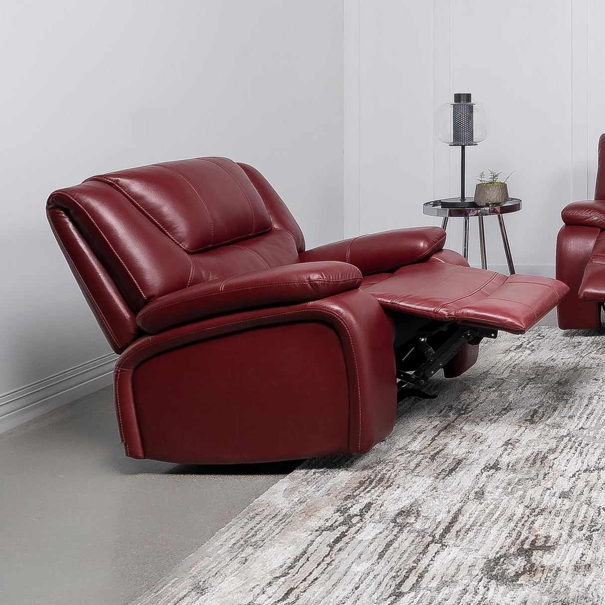 Camila Upholstered Glider Recliner Chair Red Faux Leather - 610243 - Luna Furniture