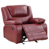 Camila Upholstered Glider Recliner Chair Red Faux Leather - 610243 - Luna Furniture