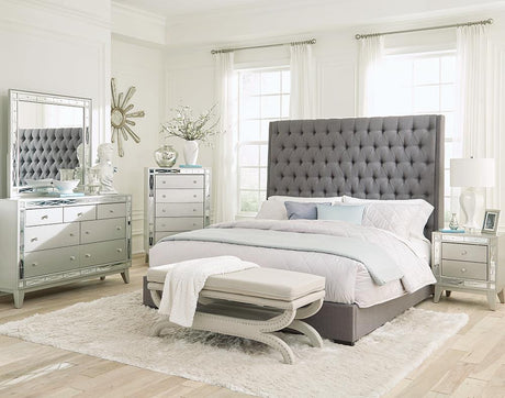 Camille Gray/Metallic Mercury 4-Piece California King Bedroom Set from Coaster - Luna Furniture