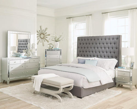 Camille Gray/Metallic Mercury 4-Piece California King Bedroom Set from Coaster - Luna Furniture