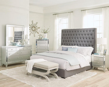 Camille Gray/Metallic Mercury 4-Piece Queen Bedroom Set from Coaster - Luna Furniture