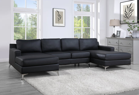 Candace Black Double Chaise Sectional - CANDACE BLACK - Luna Furniture