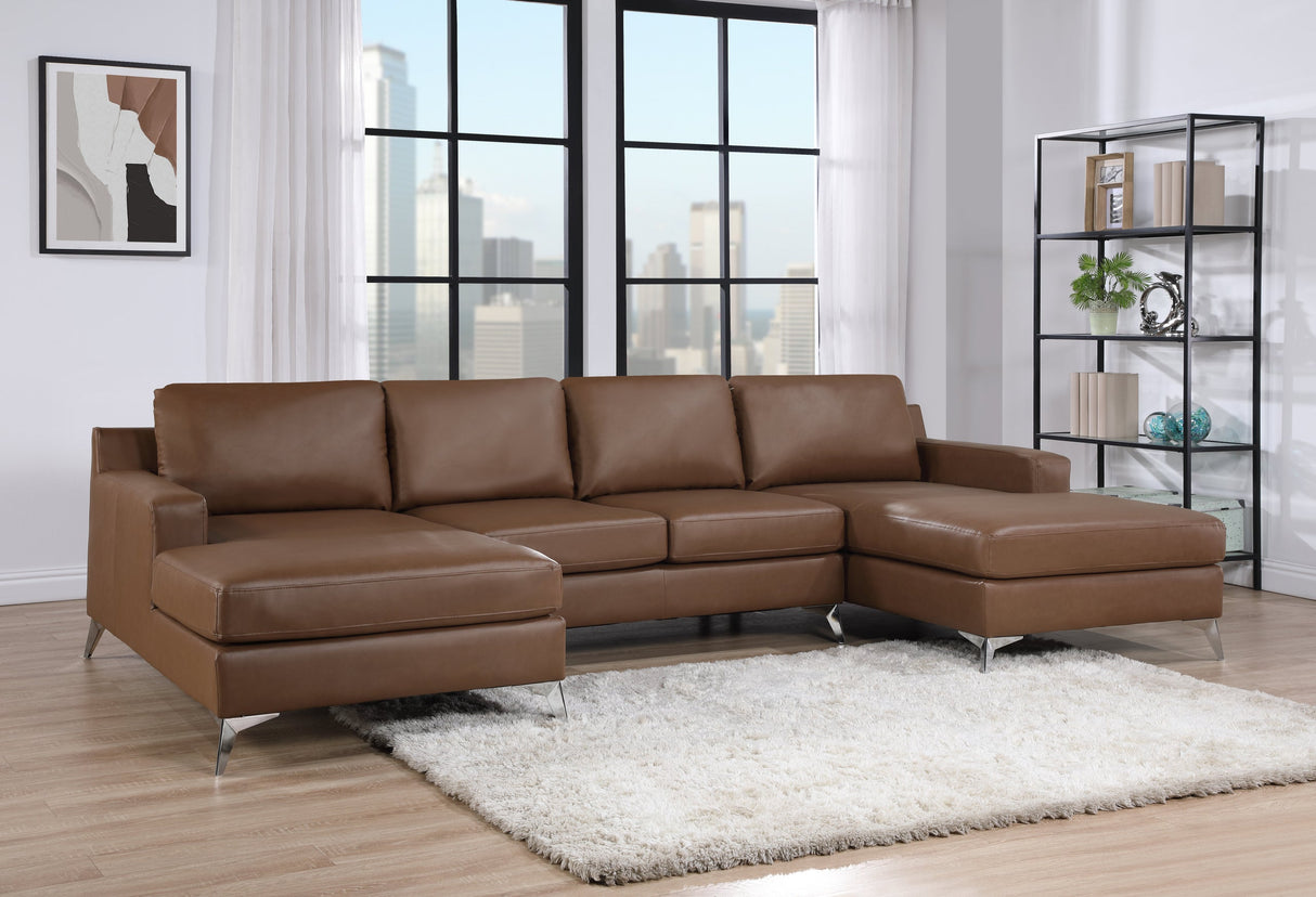 Candace Saddle Double Chaise Sectional - CANDACE SADDLE - Luna Furniture