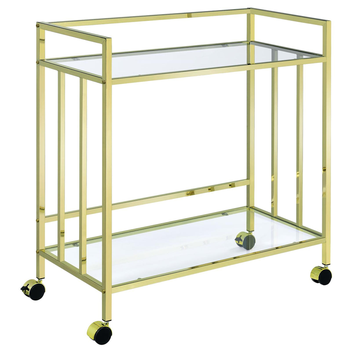 Cara Brass Rectangular Glass Bar Cart from Coaster - Luna Furniture