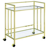 Cara Brass Rectangular Glass Bar Cart from Coaster - Luna Furniture