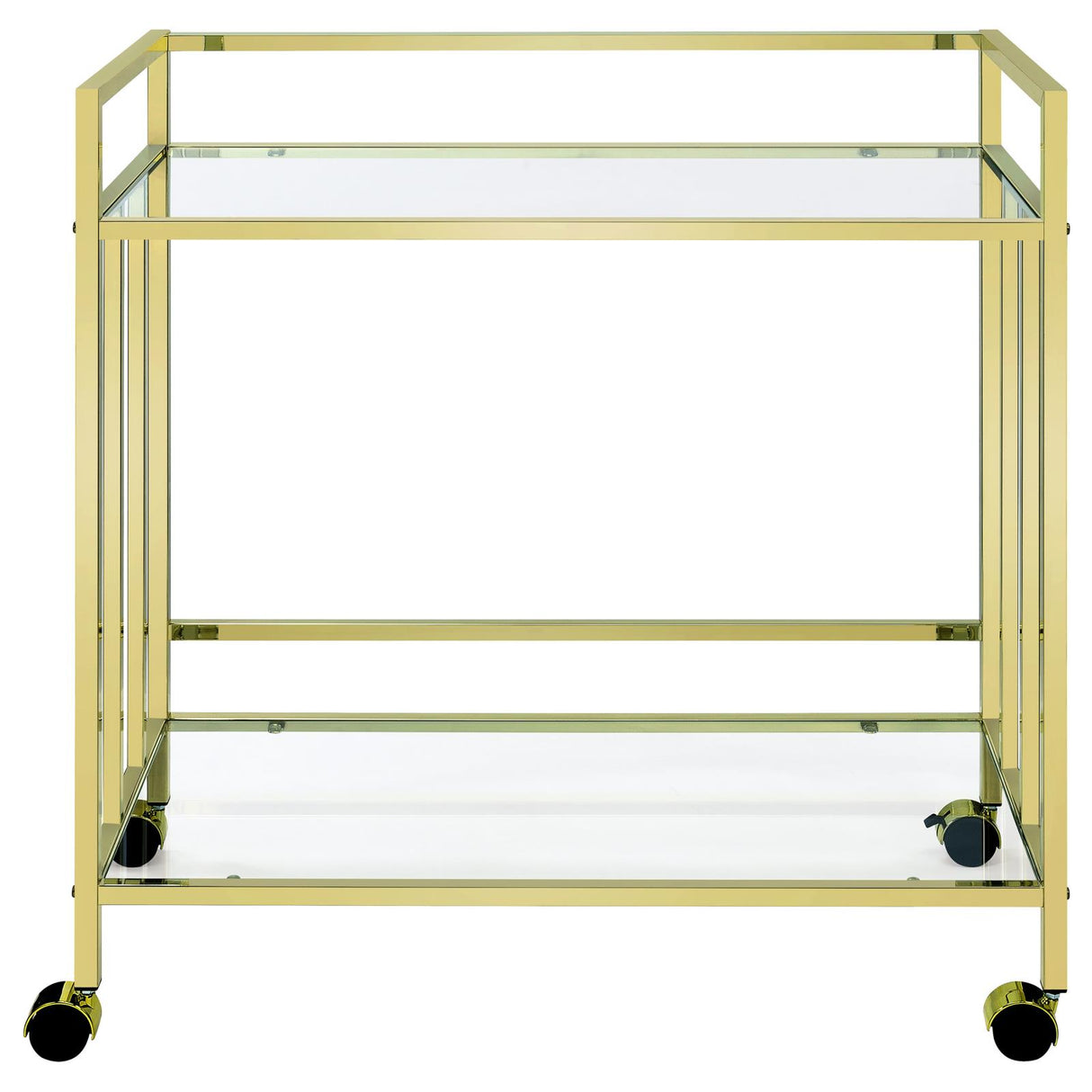 Cara Brass Rectangular Glass Bar Cart from Coaster - Luna Furniture