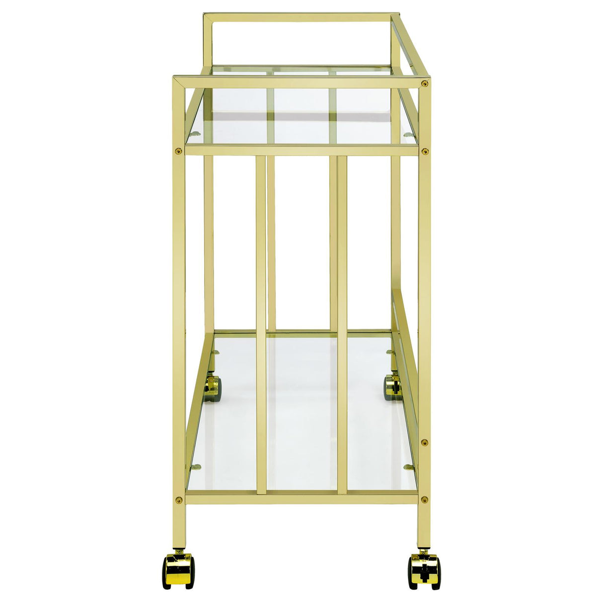 Cara Brass Rectangular Glass Bar Cart from Coaster - Luna Furniture