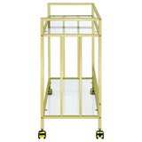 Cara Brass Rectangular Glass Bar Cart from Coaster - Luna Furniture