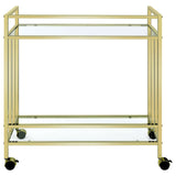 Cara Brass Rectangular Glass Bar Cart from Coaster - Luna Furniture