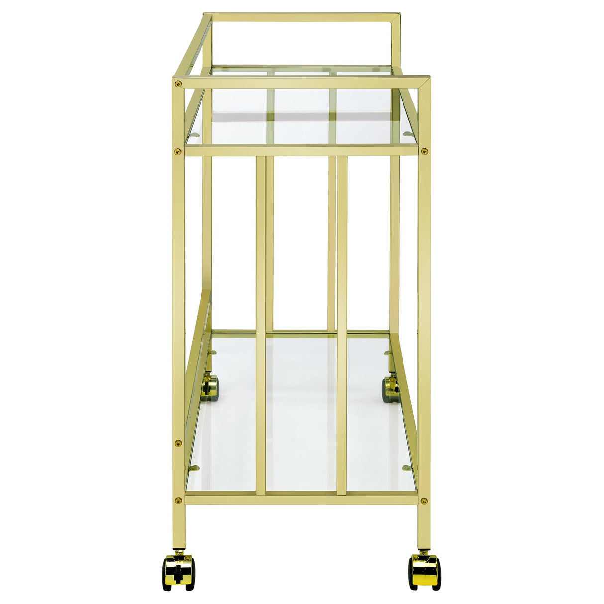 Cara Brass Rectangular Glass Bar Cart from Coaster - Luna Furniture