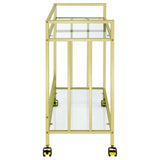 Cara Brass Rectangular Glass Bar Cart from Coaster - Luna Furniture